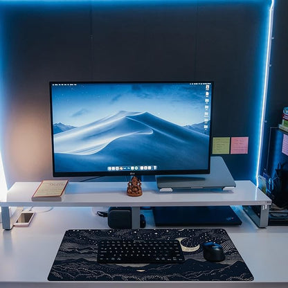 Desk Pad, Beautiful Night Sky Desk Mat, Line Stars and Moon Large Gaming Mouse Pad for Desk, 31.5"x15.7" Extended Big Computer Keyboard Mouse Pad with Non-Slip Base and Stitched Edge