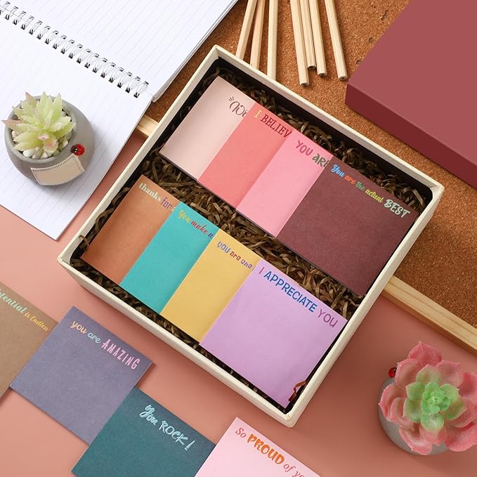 Yinder 24 Pcs Inspirational Sticky Notes Christmas Stocking Stuffers Motivational Sticky Notes Pad Employee Appreciation Gift Bulk for Teacher Nurse Coworker Office 3 x 3'' (Thank You,Vintage Style)