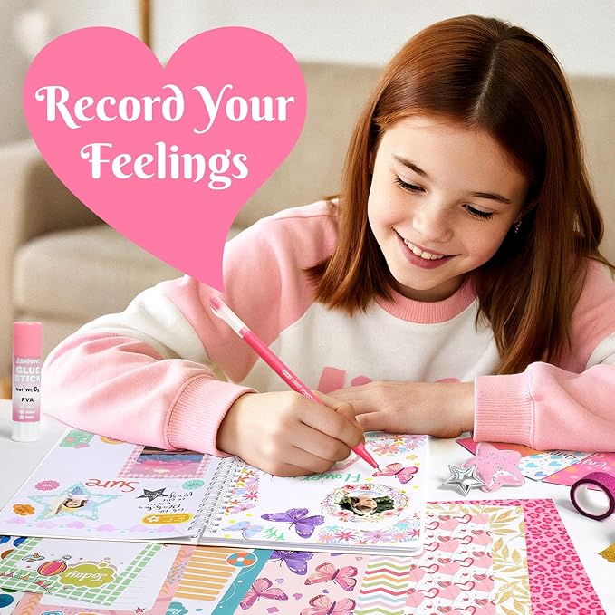 Axirata 2-Pack DIY Journal Kit for Girls, Journal Set for Tween & Teen Girl 6-8-14 Year Old, Scrapbook & Diary Supplies Toy Set, Art & Crafts Stationery Kit Birthday Christmas Ideal Gift for Girls
