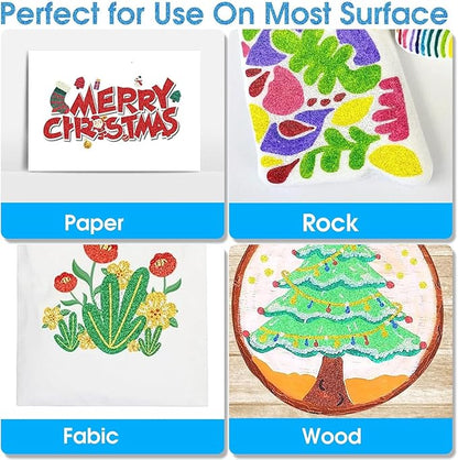 Glitter Marker Pens, 12 Colors Metallic Shimmer Glitter Markers Paint Pens, Glitter Art Marker for Kids Adults DIY Crafts Greeting Birthday Cards Making Poster Album Scrapbooking Wood