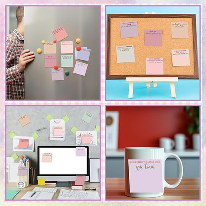 Yinder 24 Pcs Inspirational Sticky Notes Christmas Stocking Stuffers Motivational Sticky Notes Pad Employee Appreciation Gift Bulk for Teacher Nurse Coworker Office 3 x 3'' (Team,Aesthetics)