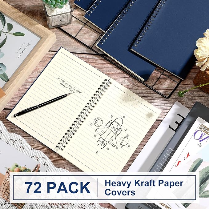 Yahenda Spiral Notebook Bulk A5 Journal Lined 8.3'' x 5.5'' Writing Composition Paper Small Notepad Subject Notebook for Students Office Business Back to School Supplies(Deep Blue,72 Pcs)