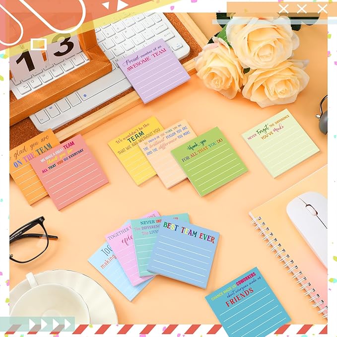 Yinder 24 Pcs Inspirational Sticky Notes Christmas Stocking Stuffers Motivational Sticky Notes Pad Employee Appreciation Gift Bulk for Teacher Nurse Coworker Office 3 x 3'' (Thank You,Light)