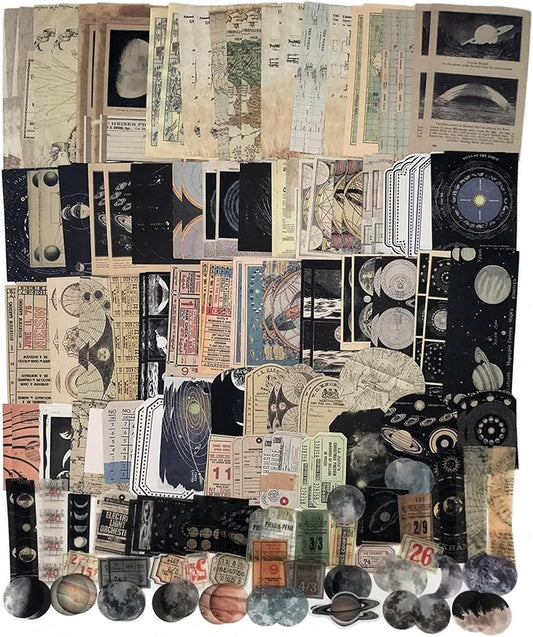 200PCS Vintage Scrapbooking Supplies Kit for Journaling, Scrapbook Sticker Paper Pack for for Bullet Journals Junk Journal Planners Aesthetic Cottagecore Room Decor Wall Art Collage Album