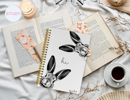 Rabbit Notebook Journal,Cute Bunny Gifts Notebook Journal for School Women Teen Girls Kids,Gifts for Rabbit Lovers,Animal Hardcover Spiral Notebooks for Work Notes Journaling,5.5x8.3 Inch