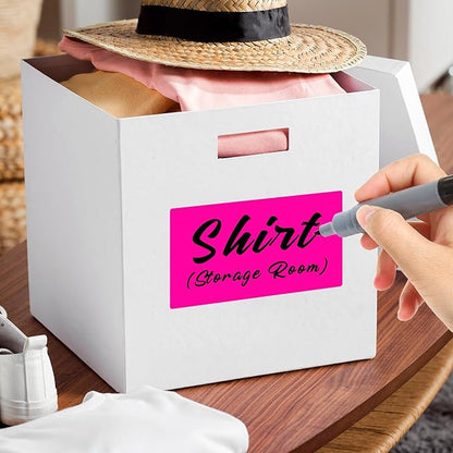3x5 Inch Home Moving Labels 4 Rolls 1000 Stickers, Large Packing Box Labels Rectangular Colored Inventory Stickers for Moving Supplies Color Coded (Fluorescent Pink)