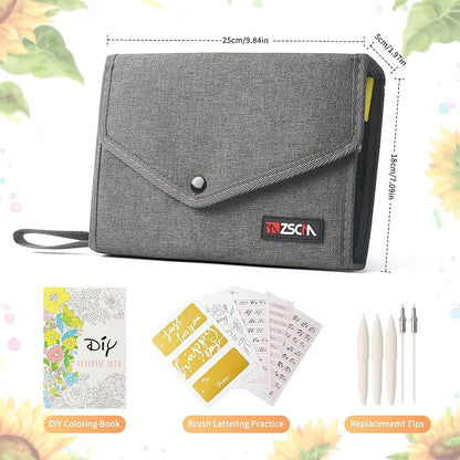 ZSCM 60 Colors Markers for Adult Coloring Books No Bleeding - Duo Tip Brush Pen, Artist Fine & Brush Coloring Markers for Adult Calligraphy, Drawing, Sketching & Journaling