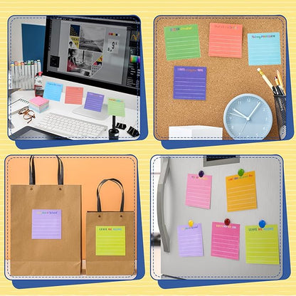 Yinder 24 Pcs Inspirational Sticky Notes Christmas Stocking Stuffers Motivational Sticky Notes Pad Employee Appreciation Gift Bulk for Teacher Nurse Coworker Office 3 x 3'' (Funny,Dark Color)