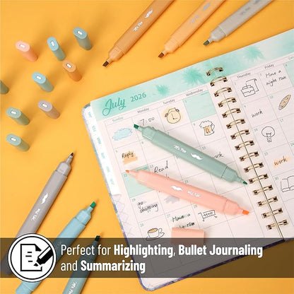 Mr. Pen- Aesthetic Bible Highlighters No Bleed Through Assorted Color, 8pcs, Ocean Dune, Cute Highlighter Dual Tip for Journaling Supplies and School Accessories, Bible Highlighters and Pens No Bleed