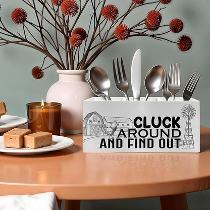 Funny Chicken Pencil Pen Holder for Desk, Chicken Lover Farmer Gifts, Farmhouse Rustic Rooster Hen Wooden Desk Sign, Farm Animal Decor Pencil Organizer for Home Office Accessories