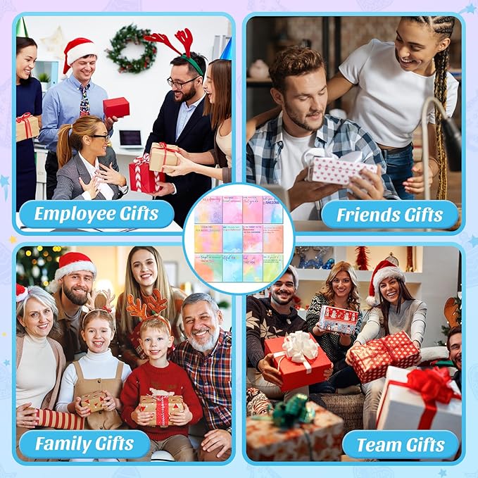 Yinder 24 Pcs Employee Appreciation Sticky Notes Xmas Gift Bulk Motivation Note Pads Mini Inspirational Note Gift for Teacher Nurse Staff Coworker Office Supply 3 x 3'' (Appreciation,Watercolour)