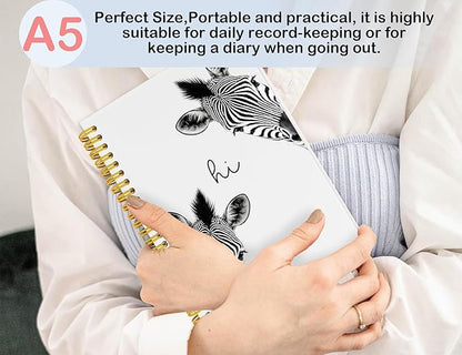 Zebra Gifts Notebook Journal,Cute Animal Notebook Journal for School Women Teen Girls Kids,Gifts for Zebra Lovers,Hardcover Spiral Notebooks for Work Notes Journaling,5.5x8.3 Inch