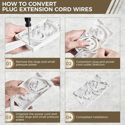 Outlet Concealer Power Strip-Outlet Cover Extender with 3AC Outlets-8ft Flat Plug Extension Cord,Universal Size,1625W for Kitchen, Home and Office,Child & Pet Safe(Dual 8 Foot)