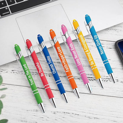 PASISIBICK 14 Pieces Motivational Inspirational Quotes Snarky Screen Touch Stylus Ballpoint Pens for Office Encouraging Scriptures with Black Ink(7 Colors,Boss Lady)