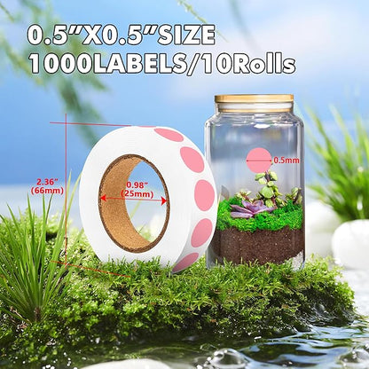 10 Rolls, 0.5 Inch Round Pink Color Coding Labels, 10,000Pcs - Adhesive Dot Stickers for Organizing, Office, Home, School, and Warehouse Use