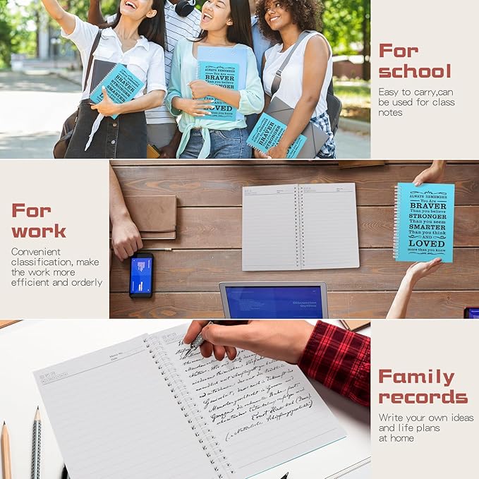 2 Pcs A5 Spiral Notebook,Inspirational Journal,Motivational Journal for Women Men,100 Pages Lined Spiral Journal Notebook College Ruled Daily Diary for School,Travel,Business,Work (Always-Light Blue)