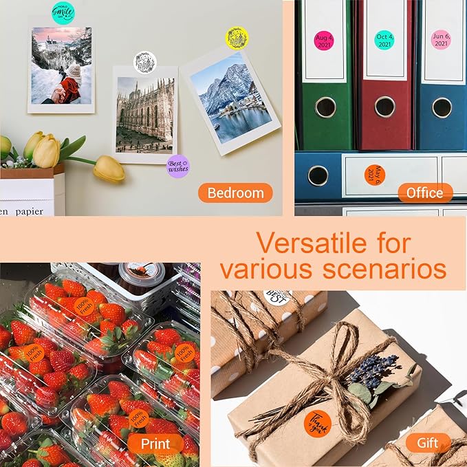 1 Inch Circle Dot Stickers 1000 PCS Color Coding Thermal Labels Dots Writable Printable Small Round Stickers for Office, Classroom, Inventory, Garage, Organizing Storage, DIY, Orange