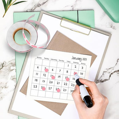 10 Rolls, 0.5 Inch Round Pink Color Coding Labels, 10,000Pcs - Adhesive Dot Stickers for Organizing, Office, Home, School, and Warehouse Use