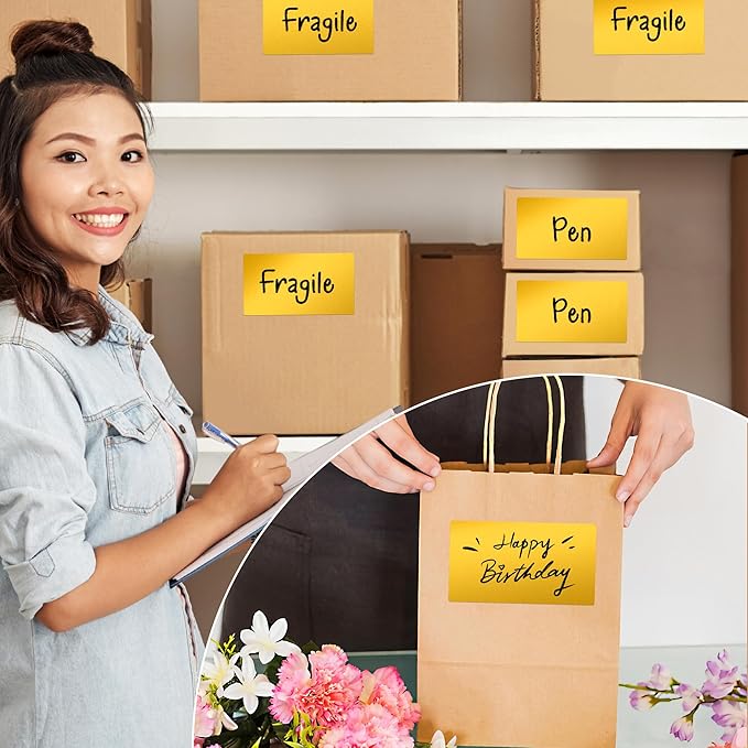 Rectangular Color Coding Moving Labels 3X5 Inch 250 Per Roll, Gold Moving Stickers for Boxes Color Coded, Packing Labels Stickers for Inventory Warehouse