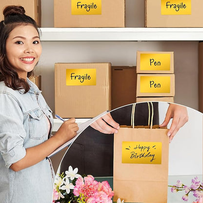 Rectangular Color Coding Moving Labels 3X5 Inch 250 Per Roll, Gold Moving Stickers for Boxes Color Coded, Packing Labels Stickers for Inventory Warehouse