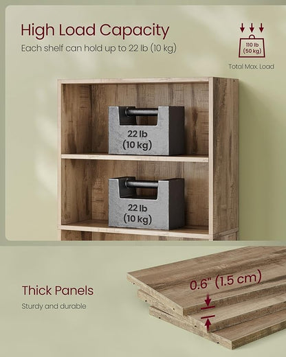 VASAGLE Custos Collection - Bookshelf, 4-Tier Bookcase, Book Shelf, Open Storage Shelf, 9.4 x 23.6 x 42.4 Inches, for Living Room, Home Office, Dinning Room, Camel Brown ULBC164L01