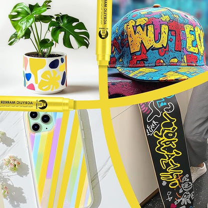 3 Pcs Yellow Jumbo Permanent Markers: 15mm Wide Tip Thick Acrylic Paint Pen Large Calligraphy Marker for Rock Painting, Poster, Sign, Canvas, Glass, Wood, Ceramic