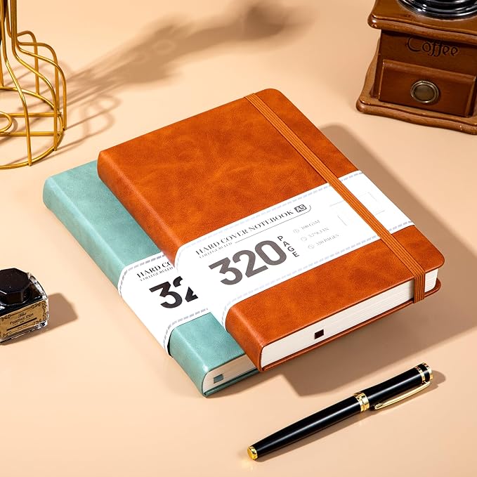 CAGIE Journal Notebook for Men Women- Brown Journaling Notebooks Journals Leather for Writing Work Diary A5 Hardcover Thick