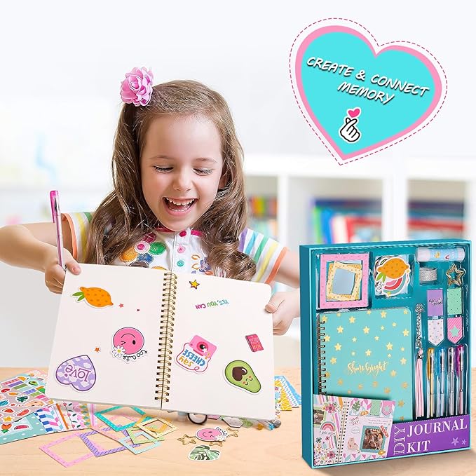 DIY Journal Kit for Girls, Scrapbook & Diary Supplies Set, Birthday Gifts for Teen Girls Craft Sets - Unleash Creativity Journaling Art Crafts Kit - Ideal Gifts for 8 9 10 11 12 13 14 Year Old Girl