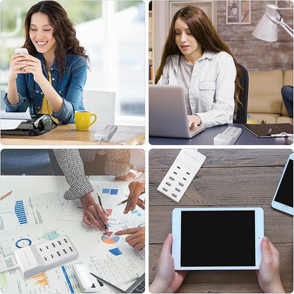 USB Charging Station Block with 10-Port (6 USB-A Port & 4 USB-C Port),USB Power Strip for Smart Phone Tablet Laptop Computer (1 Pcs)