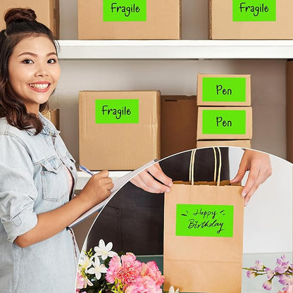 Rectangular Color Coding Packing Boxes Labels 3X5 Inch 250 Per Roll, Light Green Moving Stickers for Boxes Color Coded, Packing Labels Stickers for Inventory Warehouse