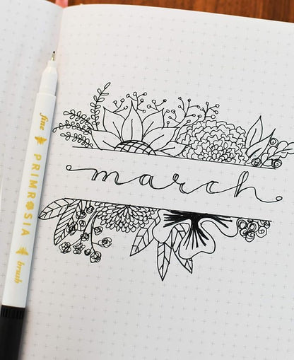 Primrosia 60 Dual Tip Marker Pens, Fineliner and Watercolor Brush Pens for Art Sketching Illustration Calligraphy Permanent Highlighter Bullet Journal Drawing Coloring