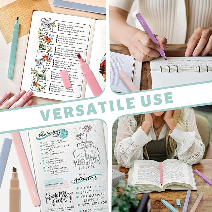 Bible Highlighters,8 Colors pastel highlighters, Cute Pens with Chisel Tip for Journaling Office School Bible Study Supplies