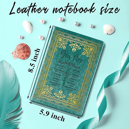 Green A5 Lined Leather Journal Notebook,Inspirational Christian Gifts Hardcover Executive Notebooks for Men Women,200 Pages 100 Gsm Thick Ruled Paper Daily Diary for School,Family ,Friends,Work (You Beautiful Green)