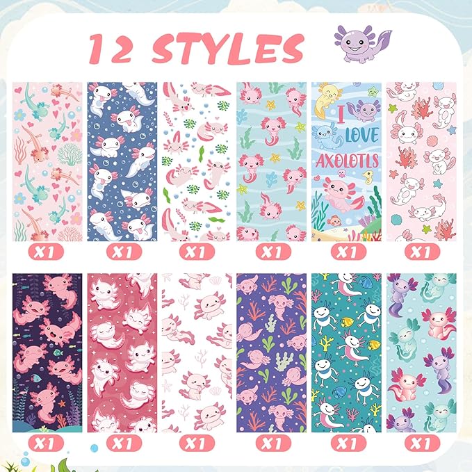 12 Pcs Christmas Axolotl Ballpoint Pens Cute Axolotl Black Ink Fancy Pens 1.00 mm Fine Point Smooth Writing for Journaling Aesthetic Office Supplies Party Favors Gift for Birthday