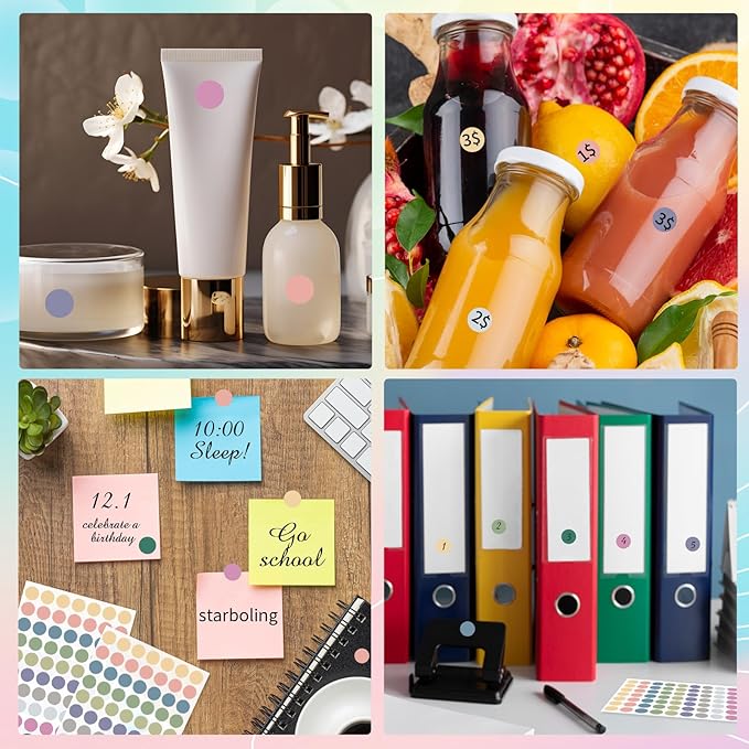 Dot Stickers, 1/2 Inch Morandi Circle Stickers, 1400pcs Self-Adhesive Writable Color Coding Labels, Round Labels for Office, Classroom, Garage Sale