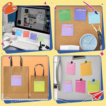 Yinder 48 Pcs Employee Appreciation Sticky Notes Xmas Gift Bulk Motivation Note Pads Mini Inspirational Note Gift for Teacher Nurse Staff Coworker Office Supply 3 x 3'' (Appreciation,Classic Color)