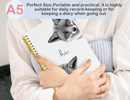 Fox Notebook Journal,Cute Animal Notebook Journal for School Women Teen Girls Kids,Gifts for Fox Lovers,Fox Gifts,Hardcover Spiral Notebooks for Work Notes Journaling,5.5x8.3 Inch