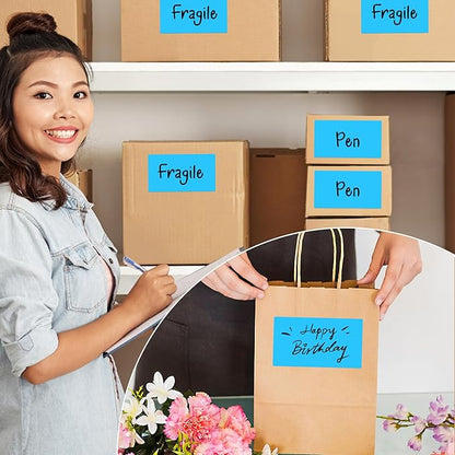 Rectangular Color Coding Packing Boxes Labels 3X5 Inch 250 Per Roll, Sky Blue Moving Stickers for Boxes Color Coded, Packing Labels Stickers for Inventory Warehouse