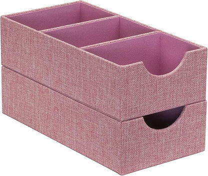 Household Essentials 3-Compartment Drawer Organizers, Pack of 2, Carnation