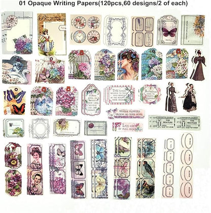 200PCS Vintage Scrapbooking Supplies Pack, Aesthetic Scrapbook Sticker Paper Art Journaling Kit for Bullet Junk Journals,Planner,Cottagecore Decor Gifts (Purple Series)