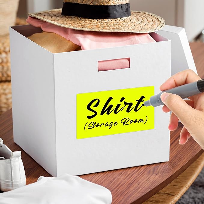 3x5 Inch Home Moving Labels 4 Rolls 1000 Stickers, Large Packing Box Labels Rectangular Colored Inventory Stickers for Moving Supplies Color Coded (Fluorescent Yellow)