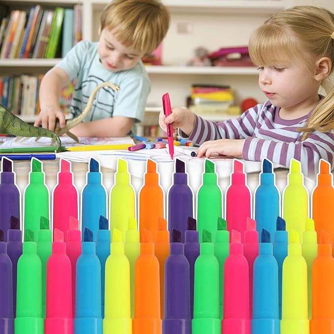 Dabo&Shobo Highlighters, 60 Bulk Pack Highlighter, Assorted Colors, Chisel Tip, Quick Drying For Highlighting