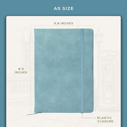 BEECHMORE BOOKS Lined Journal Notebook, 5.8 x 8.3 inch, A5 160 Lined Pages, Hardcover Leather Journals for Women, Men, Writing and Notebooks for Work - 120 GSM Thick Paper, Gifts Box Included