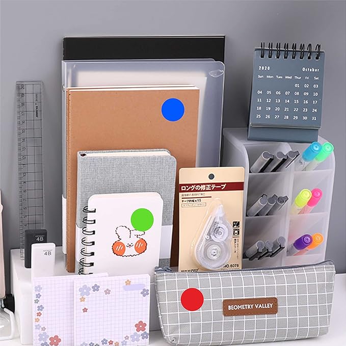 PARLAIM 4 Rolls 4000PCS 1 inch Round Color Coding Circle Dot Labels, 4(Red/Green/Yellow/Blue) Color- Coding Label Sticker for Home Office Classroom