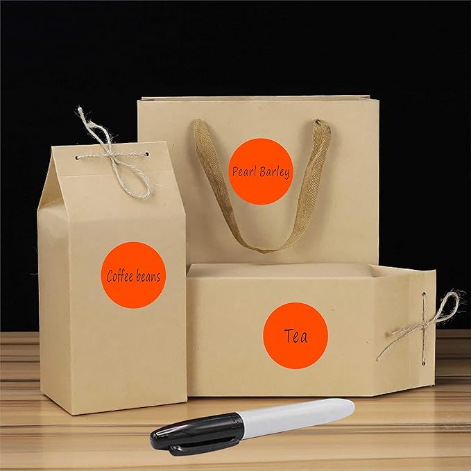 PARLAIM 1 Inch Round Permanent Adhesive Color-Code Dot Stickers,1000 per Roll dots Label Dispenser Box (Orange)