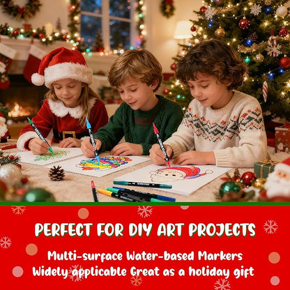 48 Colors Acrylic Paint Markers, Dual Tip with Fine Tip and Brush Tip Pens for Stone, Wood, Calligraphy, Canvas, Ceramic, Metal, Glass, Rock Painting, DIY Crafts