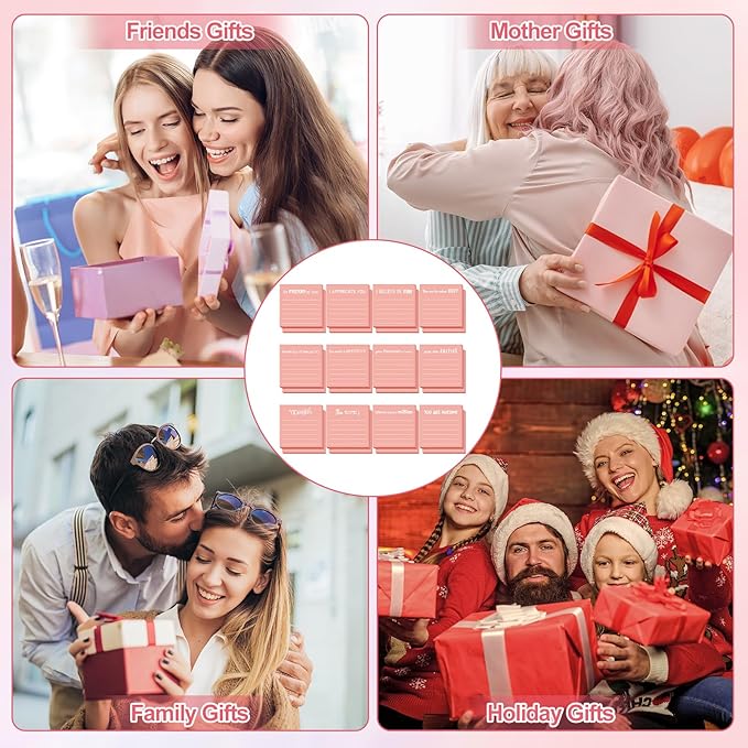 Yinder 24 Pcs Inspirational Sticky Notes Christmas Stocking Stuffers Motivational Sticky Notes Pad Employee Appreciation Gift Bulk for Teacher Nurse Coworker Office 3 x 3'' (Appreciation,Pink)