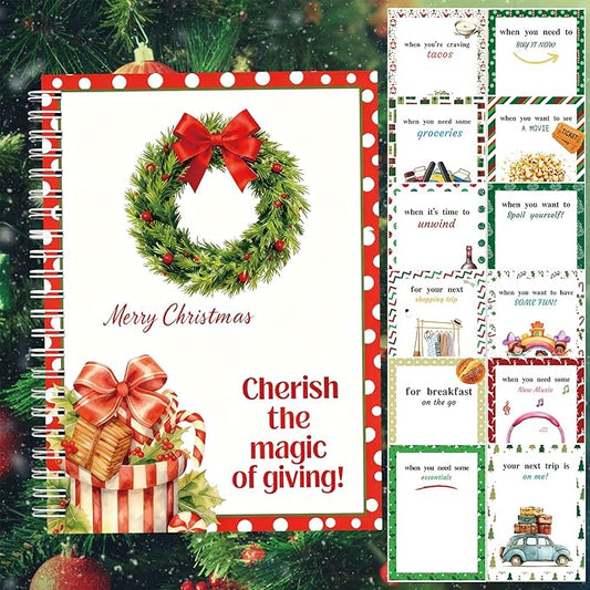 Christmas Gift Card Book - Surprises on Every Page, DIY Spiral-Bound Merry Christmas College Survival Kit, Greeting Card Book for Students & Graduation Gifts (S21)