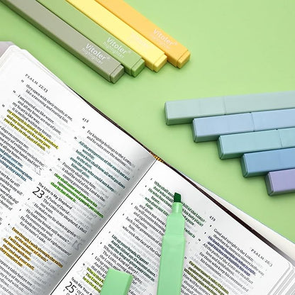 Vitoler 10Pack Bible Highlighters, Cute Assorted Colors Pastel Highlighters No Bleed Chisel Tip Highlighter for Aesthetic School Supplies