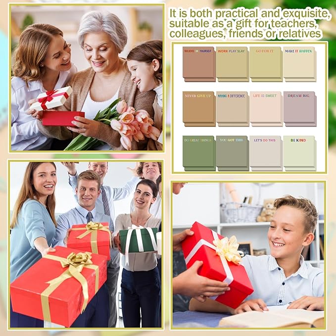 Yinder 24 Pcs Inspirational Sticky Notes Christmas Stocking Stuffers Motivational Sticky Notes Pad Employee Appreciation Gift Bulk for Teacher Nurse Coworker Office 3 x 3'' (Motivation,Boho)